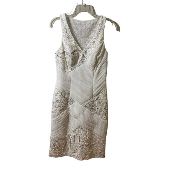 NWT Sue Wong Formal wedding Crystal Beaded White Ivory Knee Length Dress‎ Size 6 - Picture 5 of 16